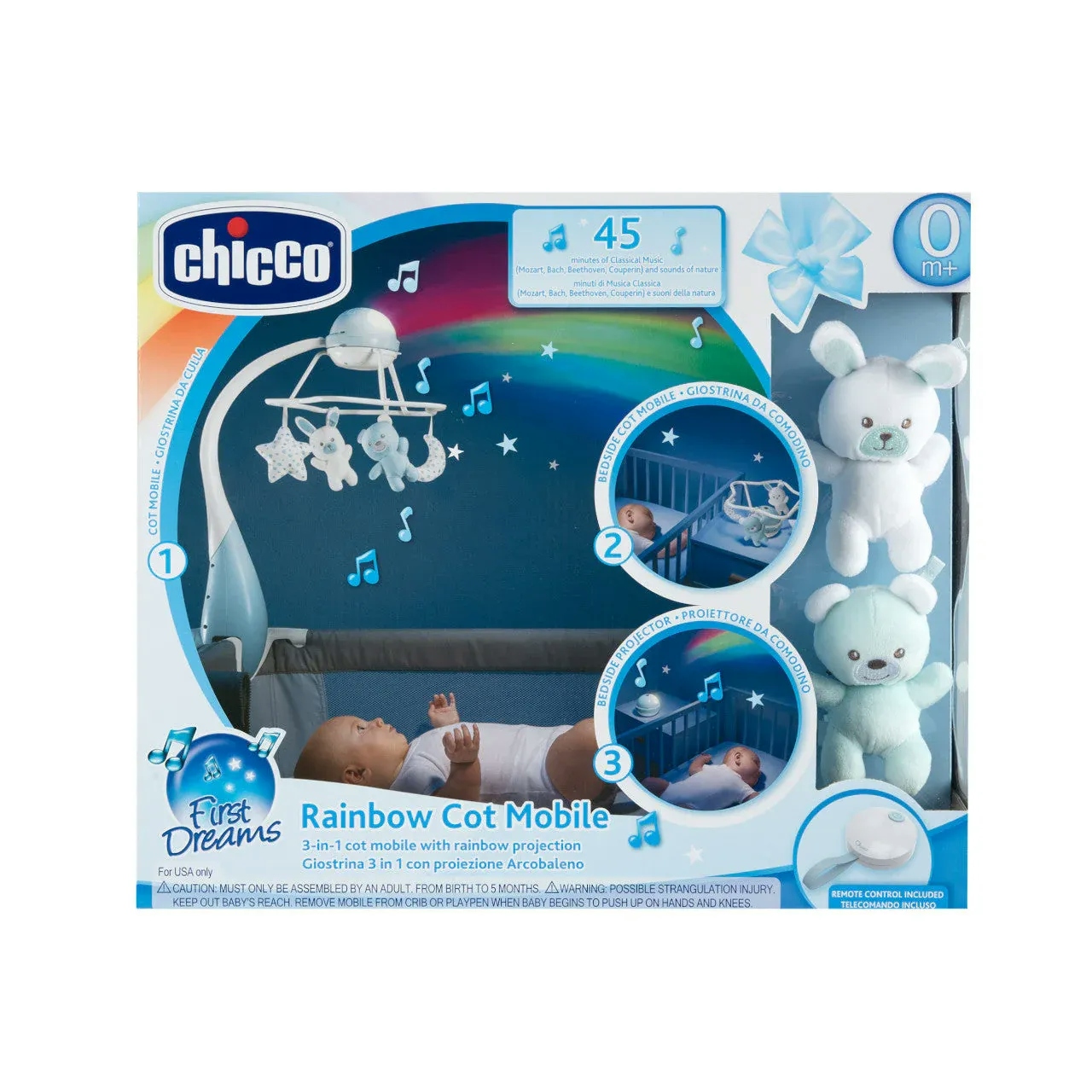 CHICCO Μουσικός Περιστρεφόμενος Προβολέας Κούνιας Mobile Rainbow Blue