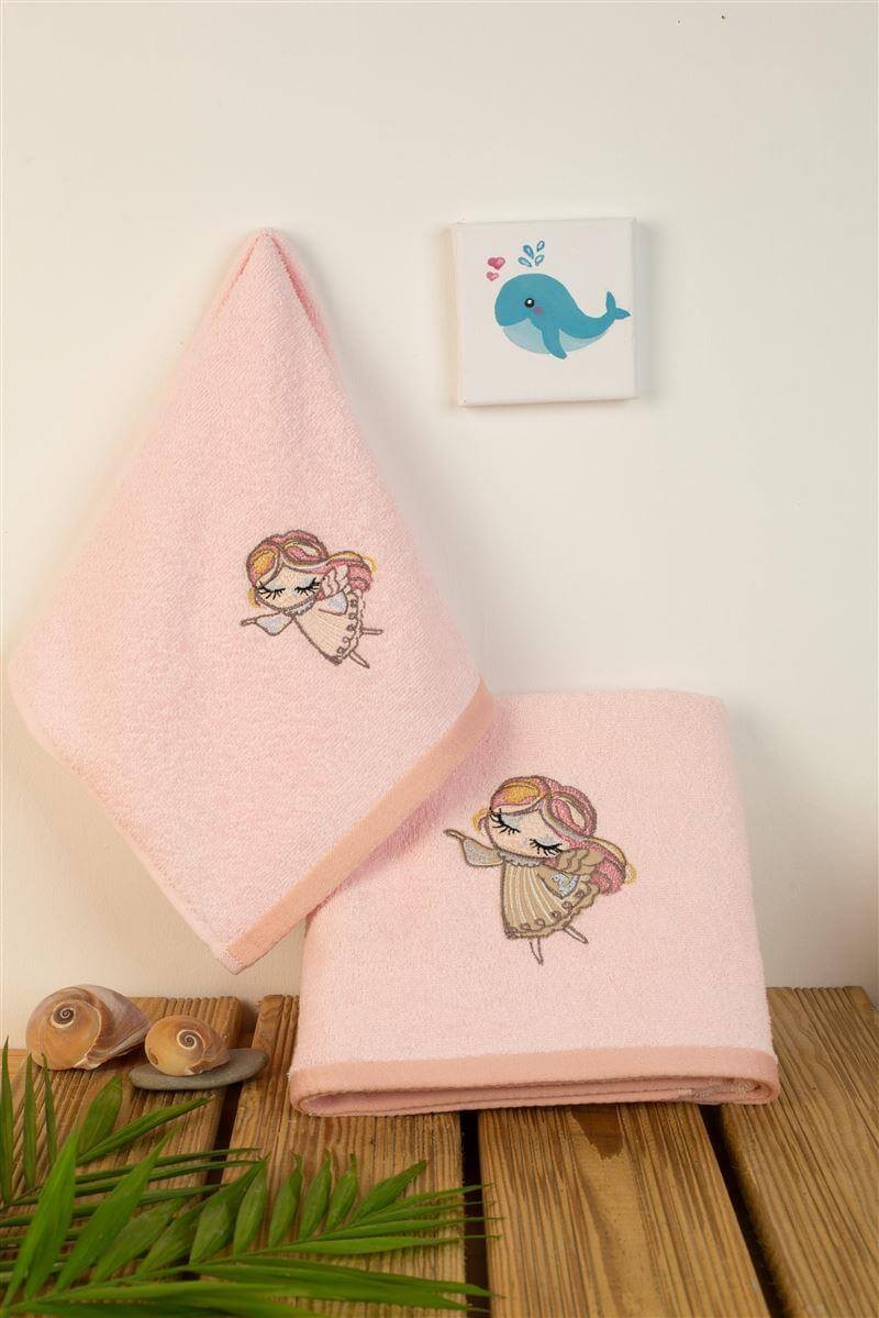 DIMCOL Σετ Βρεφικές Πετσέτες Little Angel Pink (2 Τεμάχια)