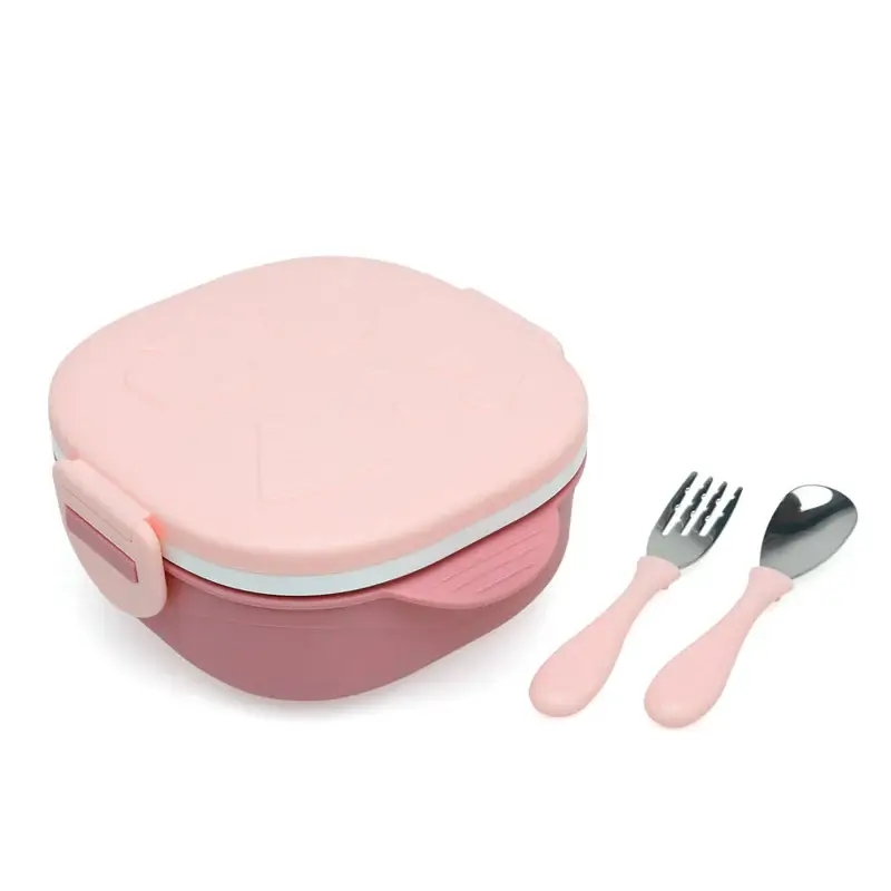 KIOKIDS Ανοξείδωτο Τάπερ Φαγητού Με Χωρίσματα Pink 450ml